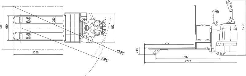 Power pallet 3500 kg drawing-product