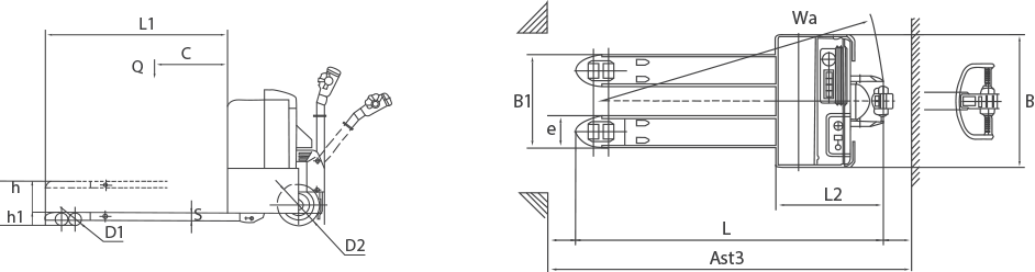 power pallet truck 1 ton drawing-product